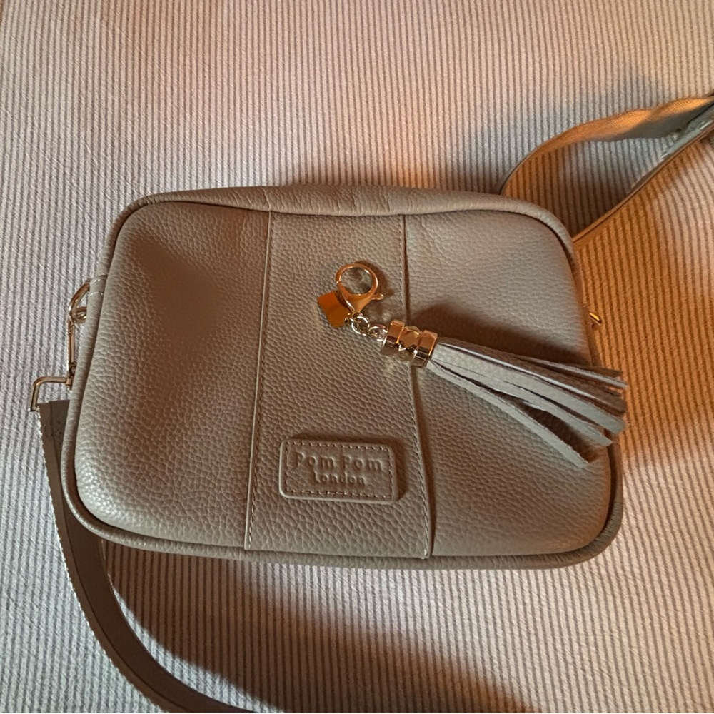 Pom Pom London Taupe Crossbody Bag